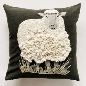 Hovedbilde Putetrekk brodert sau - gr&oslash;nn 45*45cm