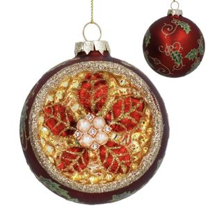 Hovedbilde Julekule i glass med nostalgisk fordypning - 8 cm