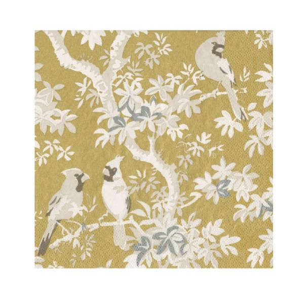 Servietter Scenic Songbirds Gold - kaffe
