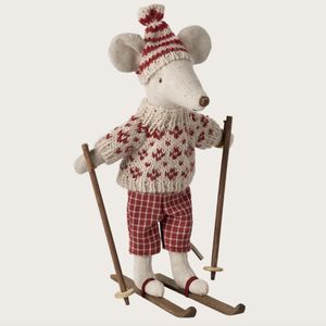 Hovedbilde Winter Mouse mor med ski 15cm