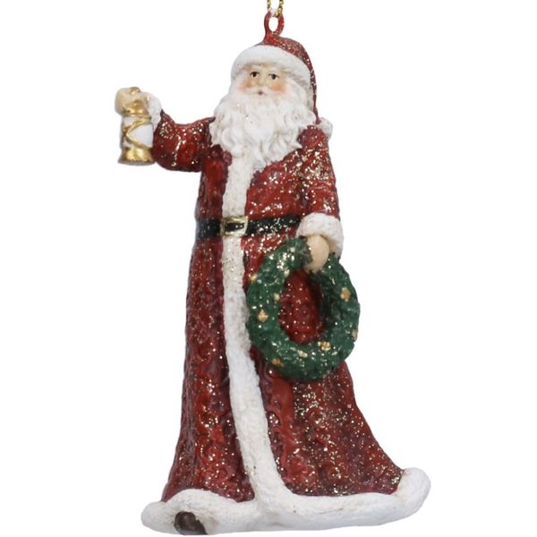 Julenisse med lykt og krans – 11 cm