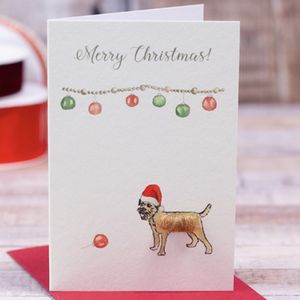 Hovedbilde Lite kort `Border Terrier And Baubles&acute; 9*6 cm