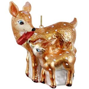 Hovedbilde Juletrepynt i glass bambi med mor 12cm
