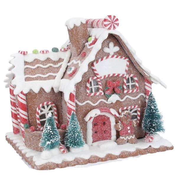 Pepperkakehus med sukkerstenger LED-belysning –&nbsp;16cm