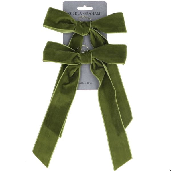 Fløyelssløyfe 28cm - 2 pk olivengrønn