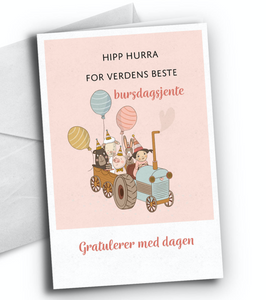 Bilde av Bursdagskort - traktor med jente
