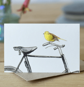 Hovedbilde Mini kort 'Yellowhammer and Bicycle' 9*6 cm