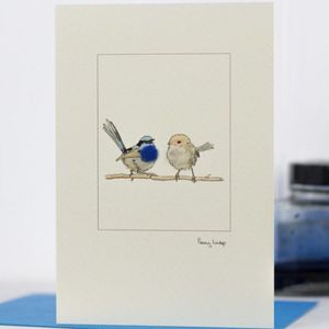 Hovedbilde Kort `Blue Wrens' 10*15 cm