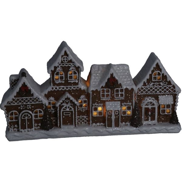 Pepperkakelandsby med LED-belysning –&nbsp;23 cm