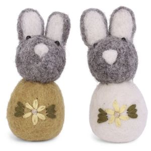Hovedbilde Gr&aring; kaniner med hvit og gul - ull 2pk
