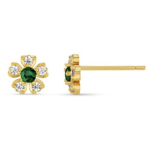 Orelia &oslash;redobber Crystal & Emerald Flower Stud - gull