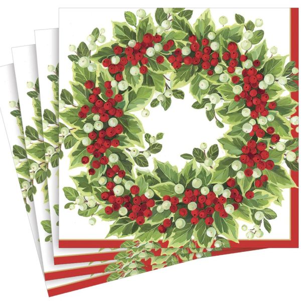 Servietter Holly and Berry Wreath - middag